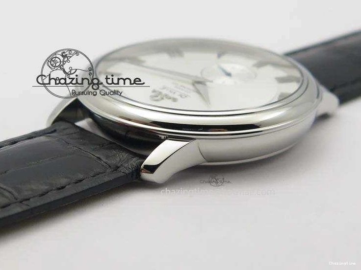 0814 De Ville MK 1:1 Best Edition SS White Dial On Black Leather Asian Seagull T1701 (Sec@6) Sporty 8244